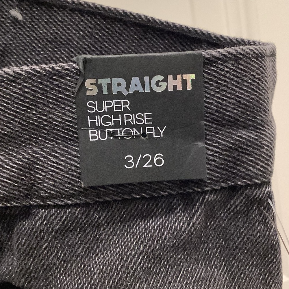 Juniors Straight Super High Rise Buttonfly Jeans With Rhinestones, Size 7 - Picture 11 of 13